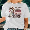 Western Country Cowgirl I Just Smile And Say God Bless Women T-shirt Gifts for Her