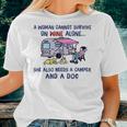 A Woman Cant Survive On Wine Alone Needs A Camper And A Dog Women T-shirt Gifts for Her