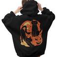 Vintage Scary Halloween Black Cats And Pumpkin Women Hoodie Back Print