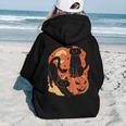 Vintage Scary Halloween Black Cats And Pumpkin Women Hoodie Back Print