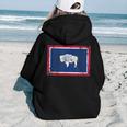 Wyoming Flag Birthday Vintage Distressed Novelty Women Hoodie Back Print