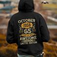 65Th Birthday Decoration October 1958 65 Years Old Hoodie Back Print