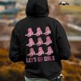 Retro Lets Go Girls Boot Pink Western Cowgirl Back Print Hoodie