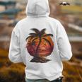 Vintage Retro Palm Trees Beach Sunset Tropical Summer 70 80S 80S Vintage Designs Funny Gifts Back Print Hoodie
