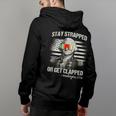 Funny 4Th Of July Stay Strapped Get Clapped Washington  Back Print Hoodie
