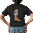 Cowgirl Boots Watercolor Floral Country Girls Southern Gals Womens Back Print T-shirt
