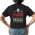 Evil Skull Blood For The Blood God Hell Demon Womens Back Print T-shirt