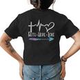 Faith Hope Love Heart Cross Boho Arrow Christian Faith Funny Gifts Womens Back Print T-shirt