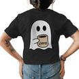 Ghost Drinking Coffee Funny Halloween Costume Coffee Lover Womens Back Print T-shirt