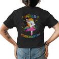 Hello Kindergarten First Day Back To School Unicorn Girls Womens Back Print T-shirt
