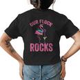 Our Flock Rocks Cute Flamingo Matching Family Vacation Group Family Vacation Funny Designs Funny Gifts Womens Back Print T-shirt