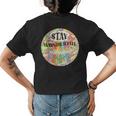 Stay Wonderful Retro Daisy Rainbow Aesthetic Inspirational Womens Back Print T-shirt