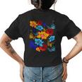Tropical Hibiscus & Butterfly Womens Back Print T-shirt
