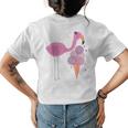 Flamingo Ice Cream Summer Vacay Party Beach Vibes Girls Gift Womens Back Print T-shirt