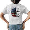 Home Of The Free Because Of The Brave Flower Womens Back Print T-shirt