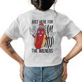 Im Just Here For The Wieners Hot Dog Cartoon 4Th Of July Gift For Womens Womens Back Print T-shirt