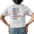 Loves Jesus And America Too 4Th Of July Proud Women Men Women's Crewneck Short Sleeve Back Print T-shirt