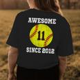 11Th Birthday Girl Softball Lover 11 Years Old Vintage Womens Back Print T-shirt Unique Gifts