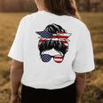 4Th Of July Messy Bun July Girl American Flag Girl Women Womens Back Print T-shirt Unique Gifts