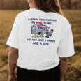 A Woman Cant Survive On Wine Alone Needs A Camper And A Dog Womens Back Print T-shirt Unique Gifts