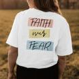 Faith Over Fear Cute Boho Lettering Inspirational Christian Faith Funny Gifts Womens Back Print T-shirt Unique Gifts