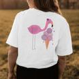 Flamingo Ice Cream Summer Vacay Party Beach Vibes Girls Gift Womens Back Print T-shirt Unique Gifts