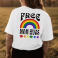 Free Mom Hugs Gay Pride Lgbt Retro Rainbow Flower Hippie Womens Back Print T-shirt Unique Gifts