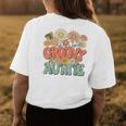 Groovy Auntie Floral Hippie Retro Daisy Flower Mothers Day Womens Back Print T-shirt Funny Gifts