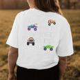 Kids 4 Year Old Monster Truck Birthday Party - Boy Or Girl Womens Back Print T-shirt Unique Gifts