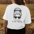 Kinda Busy Being A Cat Mom Messy Bun Womens Back Print T-shirt Unique Gifts