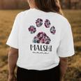 Malshi Mama Maltese Shih Tzu Floral Paw Dog Mom Womens Back Print T-shirt Unique Gifts