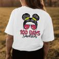 Messy Bun Girl Happy 100 Days Of School 100 Days Smarter Womens Back Print T-shirt Unique Gifts