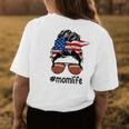 Mom Life Football Mom American Flag Messy Bun Womens Back Print T-shirt Unique Gifts