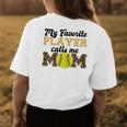 My Favorite Player Calls Me Mom Softball Leopard Gift For Womens Womens Back Print T-shirt Unique Gifts
