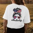 Realtor Life Real Estate 4Th Of July Messy Bun Flag Us Womens Back Print T-shirt Unique Gifts