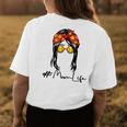Softball Mom For Women Mothers Day Messy Bun Womens Back Print T-shirt Unique Gifts