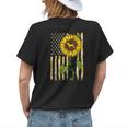 Beagle Mom Sunflower American Flag Dog Lover Gift Womens Back Print T-shirt Gifts for Her