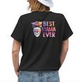 Best Mama Ever Skull Messy Bun Hair Tie Dye Mom Mothers Day Womens Back Print T-shirt Gifts for Her