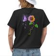 Butterfly Sunflower Dravet Syndrome Awareness Womens Back Print T-shirt Gifts for Her