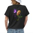Butterfly Sunflower Turner Syndrome Awareness Womens Back Print T-shirt Gifts for Her
