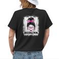 Cute Baseball Mom Messy Bun Baseball Lover Women Womens Back Print T-shirt Gifts for Her
