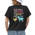 Cute Girl Who Loves Chickens Goats Lover Farmer Girls Funny Womens Back Print T-shirt Gifts for Her