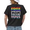 Free Mom Hugs Groovy Rainbow Heart Lgbt Flag Pride Month Womens Back Print T-shirt Gifts for Her