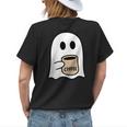 Ghost Drinking Coffee Funny Halloween Costume Coffee Lover Womens Back Print T-shirt Gifts for Her