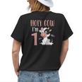 Holy Cow Im 1 Cow Girl Birthday 1 Year Old Womens Back Print T-shirt Gifts for Her