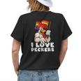 Lgbt Rainbow Flag Rooster Pun I Love Peckers Gay Chicken Dad Womens Back Print T-shirt Gifts for Her