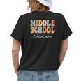 Middle School Crew Retro Groovy Vintage First Day Of School Womens Back Print T-shirt Gifts for Her