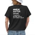 Nurse Sister Definition Funny Womens Back Print T-shirt Gifts for Her
