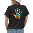 Peace Sign Love Handprint 60S 70S Tie Dye Hippie Costume Womens Back Print T-shirt Gifts for Her