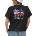 Red White Blue Three Wine Glasses American Flag 4Th Of July Womens Back Print T-shirt Gifts for Her